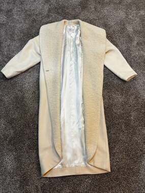 Elle Luxe Women's Cream Wool and Cashmere Blend Long Coat